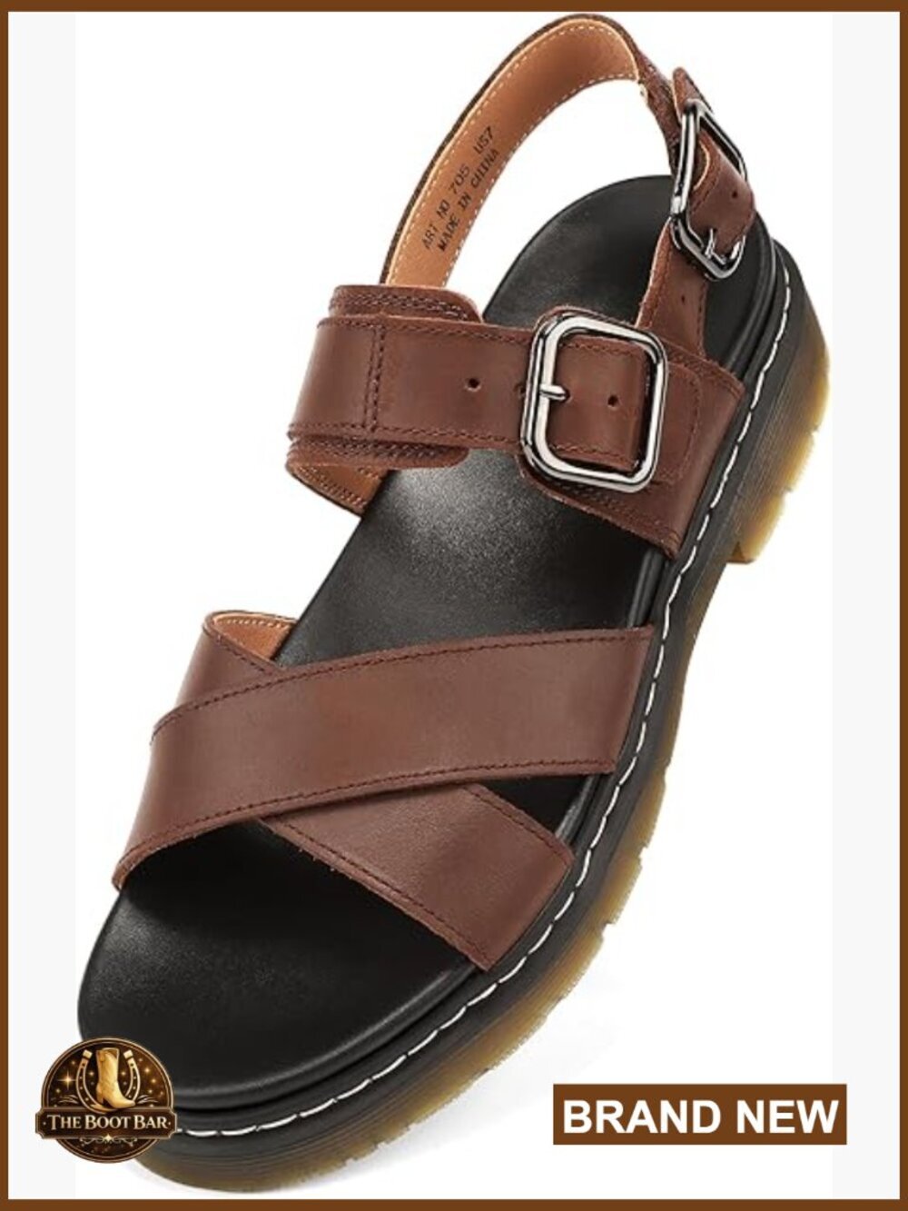 Genuine Leather Platform Wedge Sandals with Arch Support, Adjustable Buckle